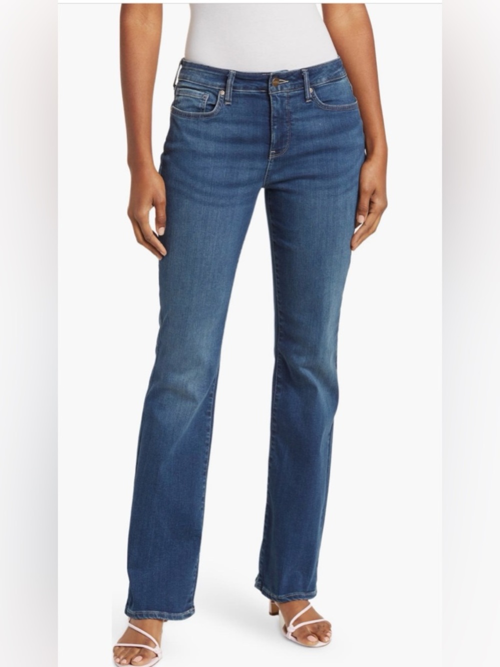 NYDJ Mid-Rise Bootcut Jeans in Medium Blue Wash